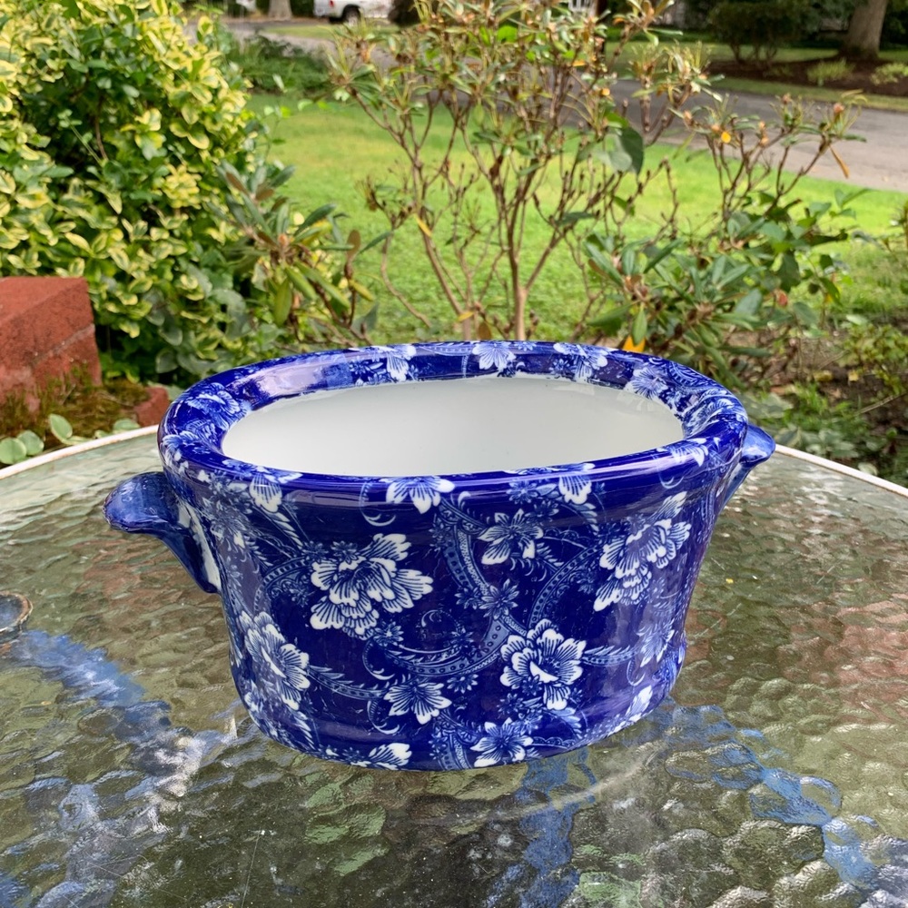 Victoria Ware Ironstone Blue Floral Foot Bath Basin/Planter